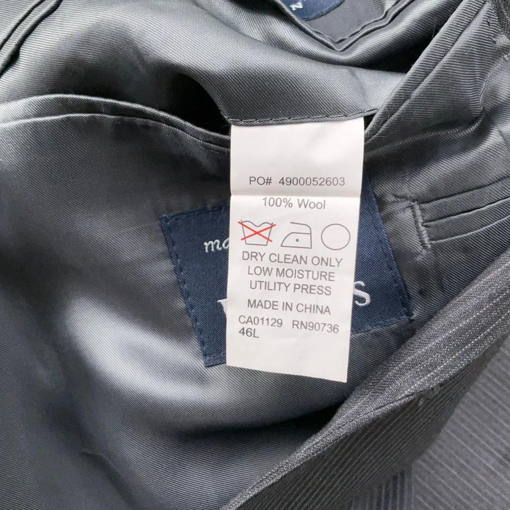 Ralph Ralph Lauren Blazer Men 46L Gray‎ Pinstripe Classic  Wool Suit Jacket